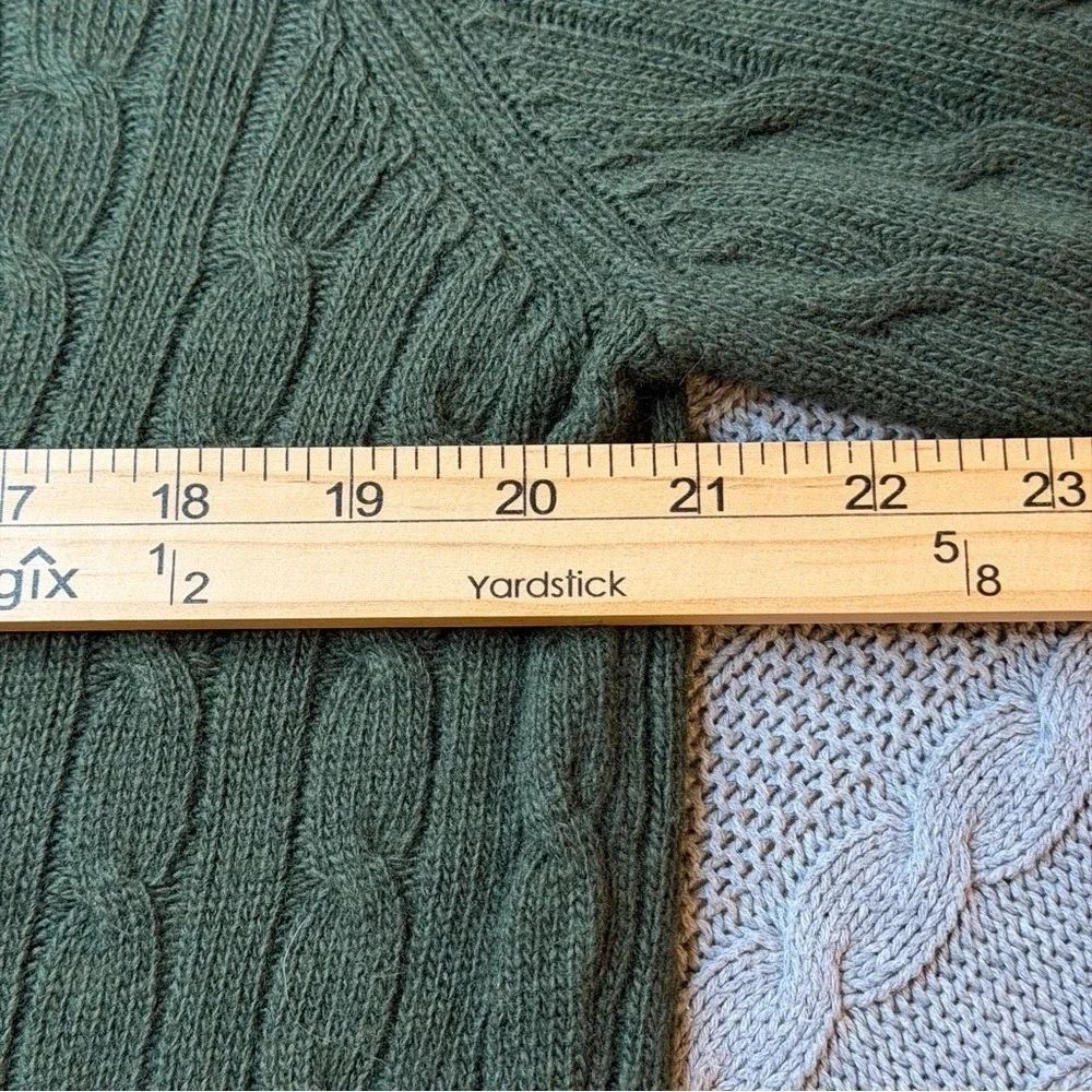 J.Crew Cable Knit Wool Cashmere Angora Preppy Women Size M Green Vintage Y2K